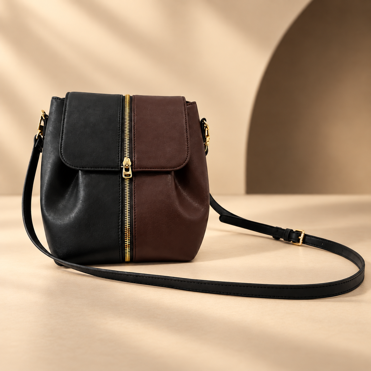 NOIRE BLACK AND CHOCOLATE BROWN INTERCHANGLEABLE BAG